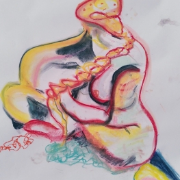 Model met rode vlecht