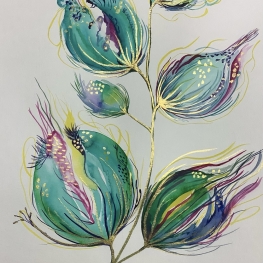 Bloemen met goudverf