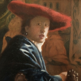 "Het meisje met de rode hoed" van Johannes Vermeer, nageschilderd