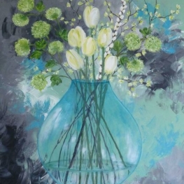 Bloemen in glazen vaas