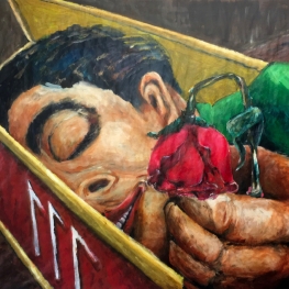 Sleepy giant in a biscuit box