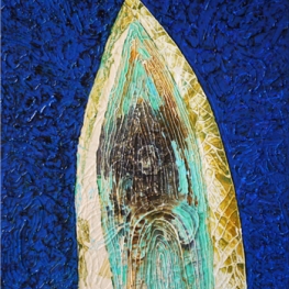 Turkoois omsingeld door kobalt en ultramarijn