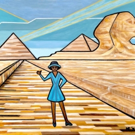 Bij de piramides en Sphinx van Gizeh