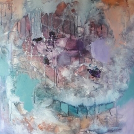 Schilderij in pasteltinten.