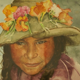 meisje met bloemenhoed