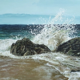 Water kust het land - acrylverf op papier