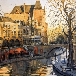 Oudegracht bij het Stadskasteel Oudaen, Utrecht