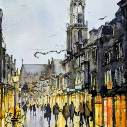 Steenweg in de Regen, Utrecht (plein air)