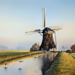 Molens bij Aarlanderveen in Ochtendlicht