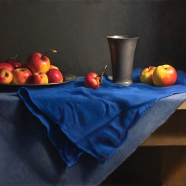 Stilleven met appels en tinnen beker