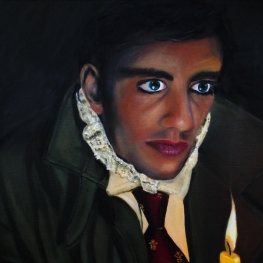 Portret van Thomas bij kaarslicht