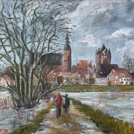 Ijssel met hoogwater bij Hattem