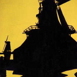 Mosterdmolen De Huisman in silhouet
