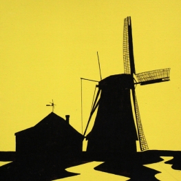 Molen de Koker in silhouet