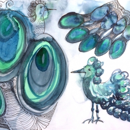 roepie-roepie fantasie /Peacock - fantasy in blue