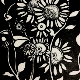 bloemenfantasie in zwart wit