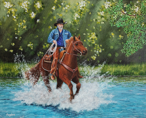 Een kleine reeks met telkens een cowboy te paard waarbij het erom gaat beweging en actie uit te beelden. 
Het is een groep in wording met voor nu 3 werken.