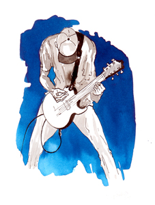 Guitarist in Blue Light