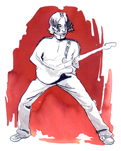 Guitarist in Red Light