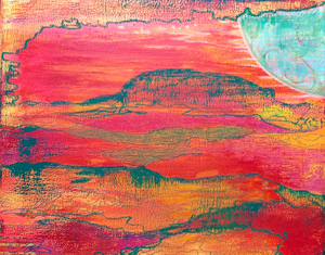 Parallelle universa, meerdere ruimten naast het zichtbare universum.

Expressionistische schilderkunst over fantasie werelden, sterrenstelsels en buitenaardse levensvormen uit het multiversum innerlijk weergegeven. 

