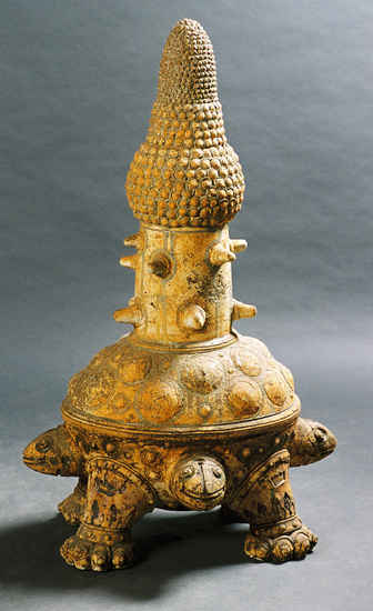 Turtles carrying a plant