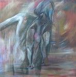 Het wezenlijke van mensen is prachtig uit te beelden. Ik geniet ervan, mensen nodigen uit en hebben aantrekkingskracht tot mijn verbeelding. Dit ontstaat zowel in schilderijen als in keramiek.