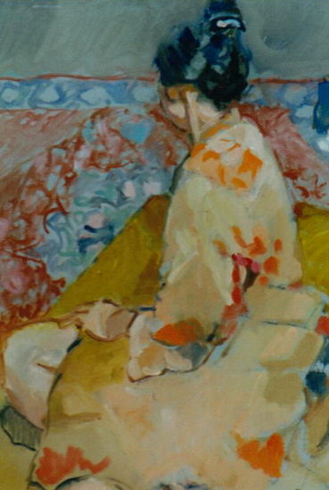 Chinese vrouw in peignoir