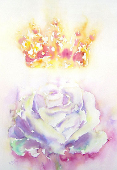 Witte Roos met Gouden Kroon