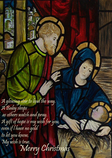 Jezus Maria Josef glas in lood Ikoon