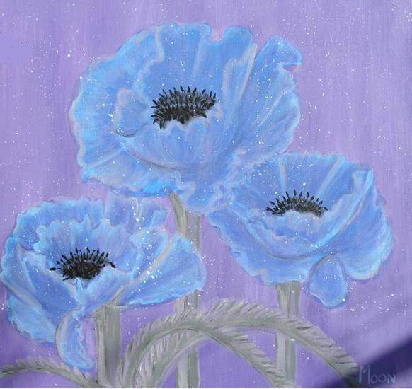 Blauwe papavers