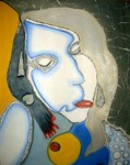 Paintings on canvas, hardboard with ink