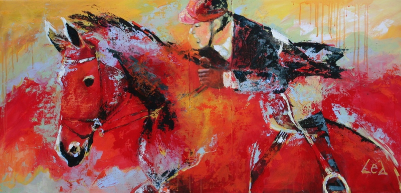 ruiter te paard - sprong