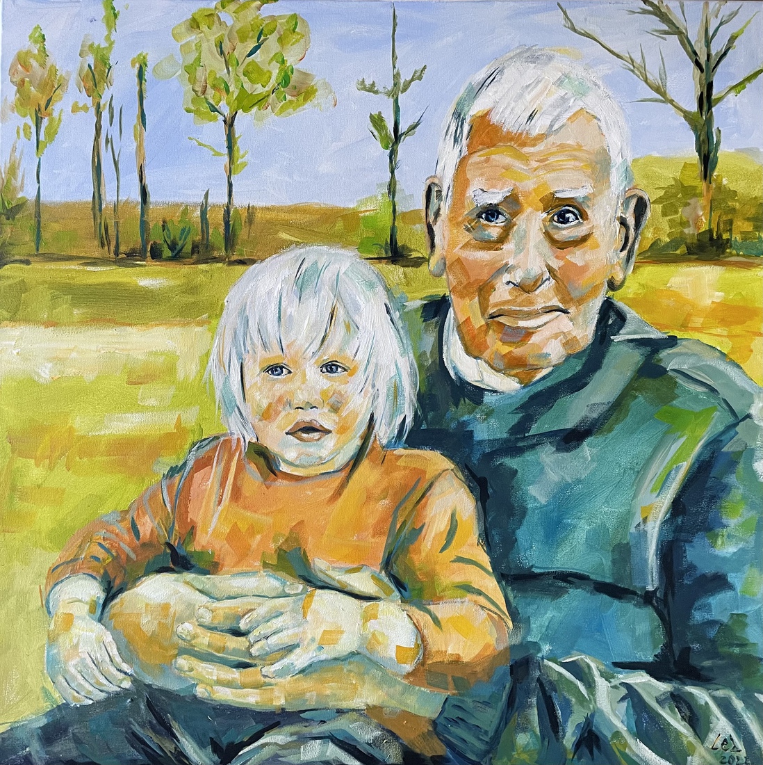 Oude man met achterkleinzoon