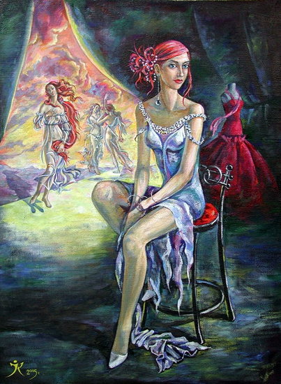 The model in her thoughts.