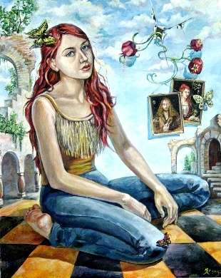 Two portraits of Durer,pomegranates and I.