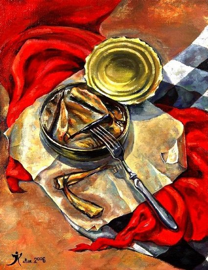 Two oil spots, which during painting have become like one.