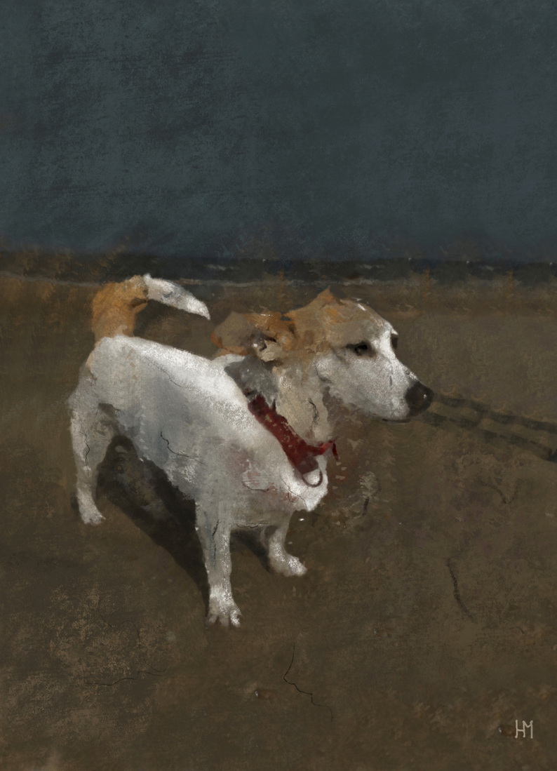 Amy, schilderij van een hond