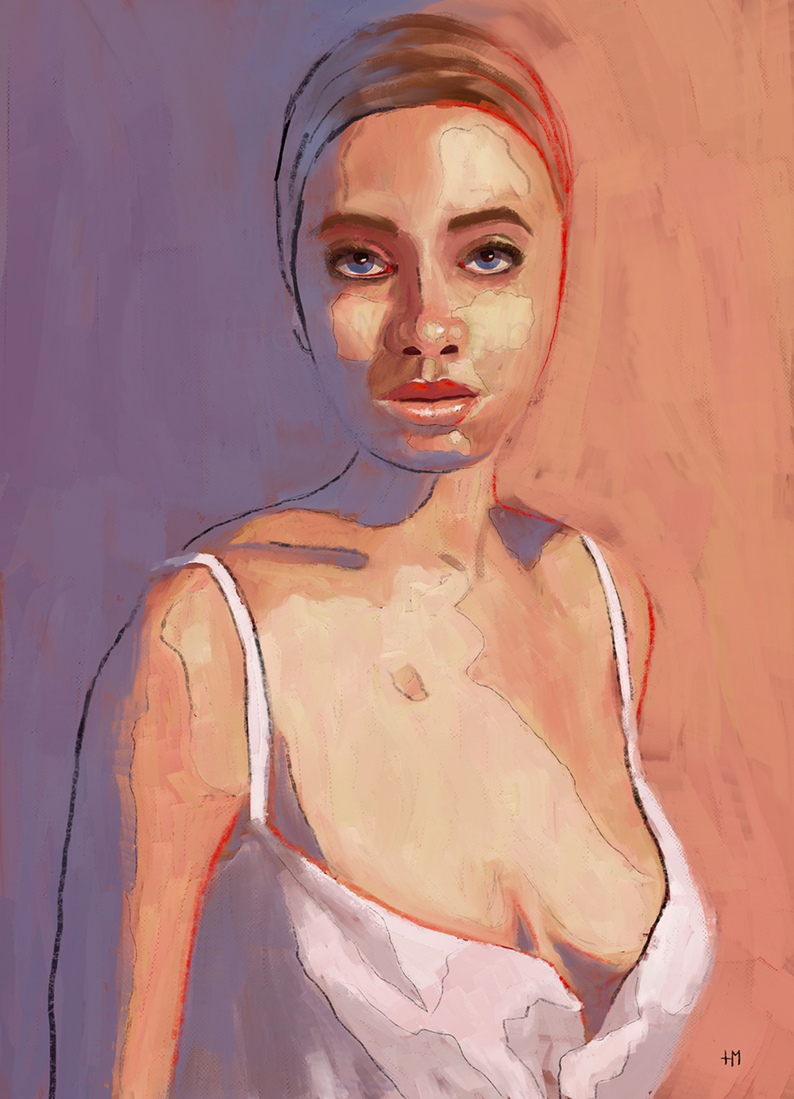 Portret van een vrouw, modern, kleurrijk
