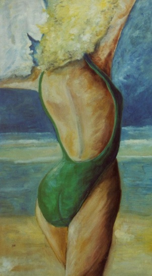 Meisje in groen badpak