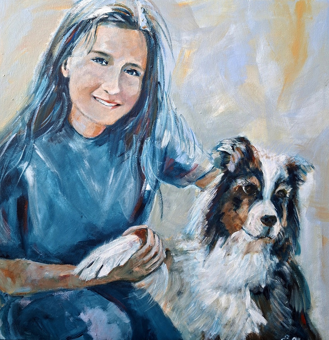 Laura met hond,mijn kleindochter