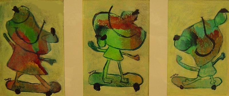 drieluik spelende kindjes