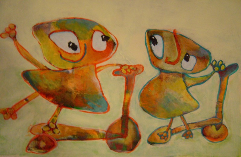 twee steppende kinderen gezellig en gelukkig