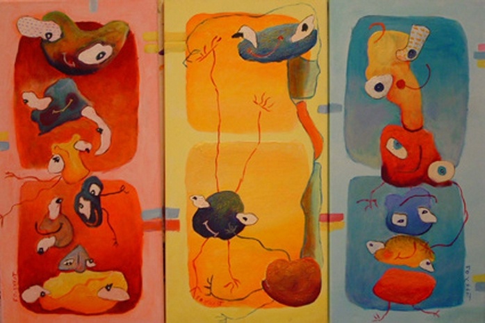 drieluik rood geel en blauw