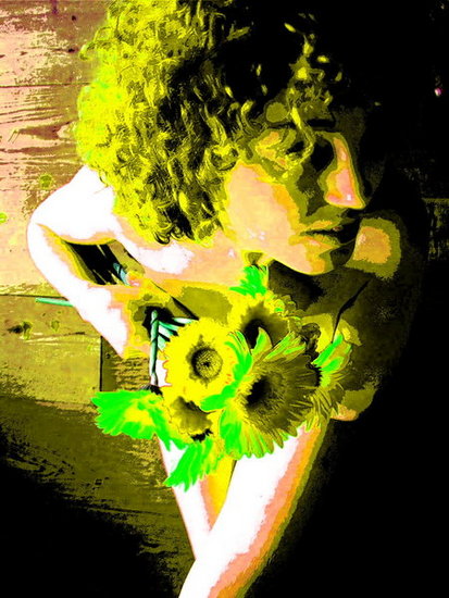 Elle met bloemen