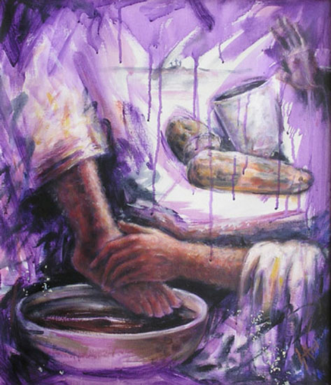 Foot washing in purple