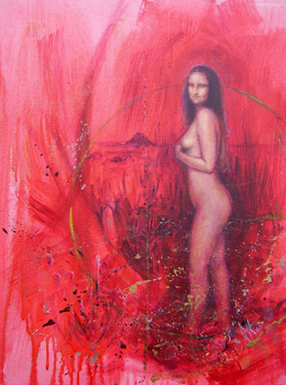 Mona Lisa in rood