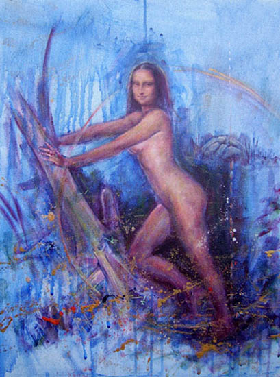 Mona Lisa in blauw