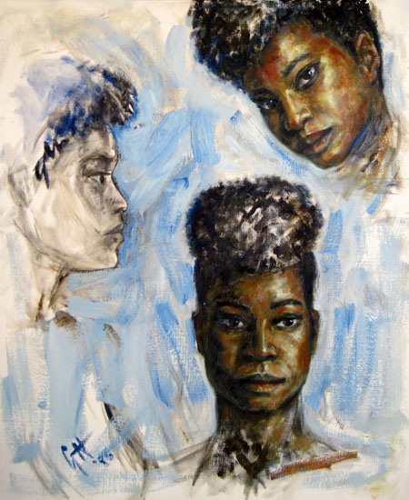 Triple portrait of Debbie