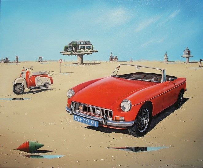 MG & scooter in landschap