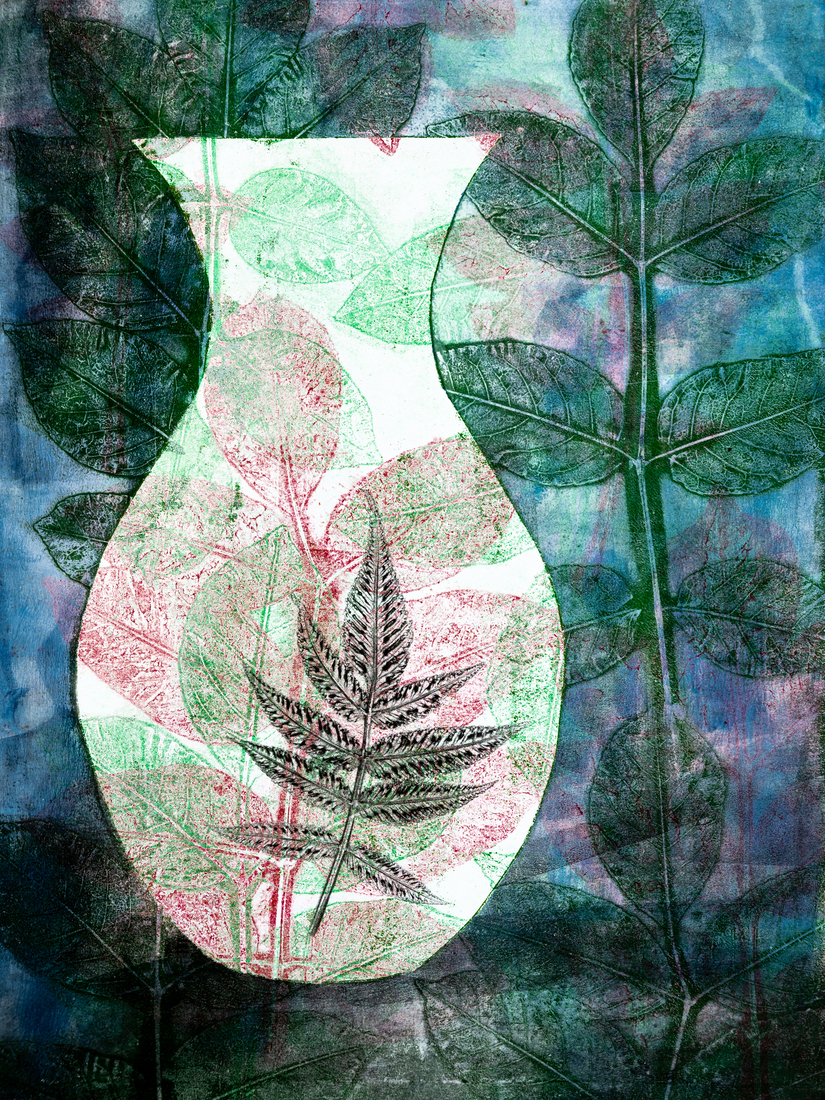 Vaas met groene bladeren